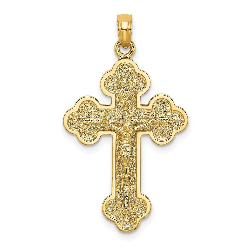 Million Charms 14K Crucifix W/ Budded Tips Necklace Charm Pendant